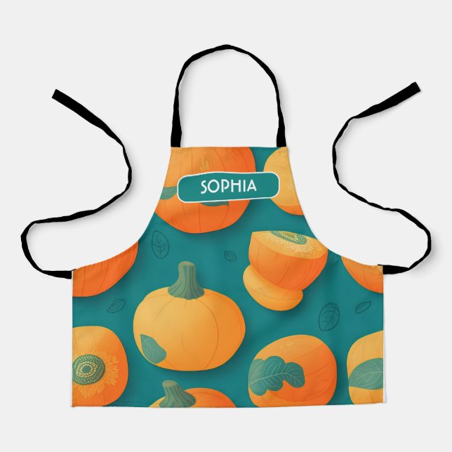 Cantaloupe Floral Colorful Personalized Pattern Apron (Front)