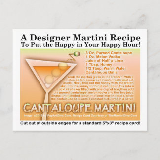 CANTALOUPE MARTINI RECIPE POSTCARD