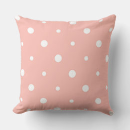 Cantaloupe Melon and white dots Throw Pillow