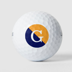 Cantaloupe Orange Navy Blue 2 Tone Diag Monogram Golf Balls