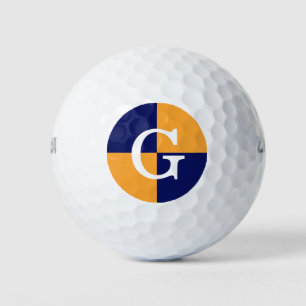 Cantaloupe Orange Navy Blue LG Checker Monogram Golf Balls