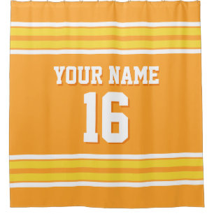 Cantaloupe Orange Yellow Wht Stripes Sports Jersey Shower Curtain