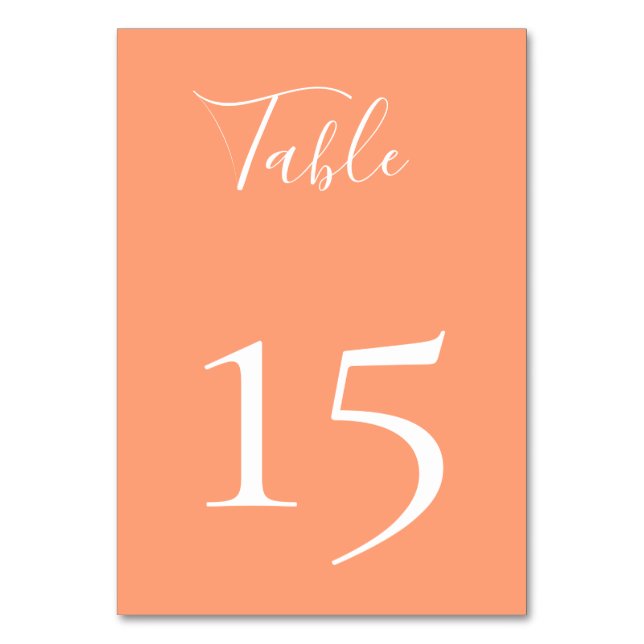 Cantaloupe Peach Color Table Number Card (Front)