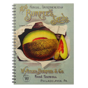 Cantaloupe Seed Advertising Art Antique Notebook