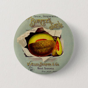 Cantaloupe Seed Advertising Art Antique Pinback Button