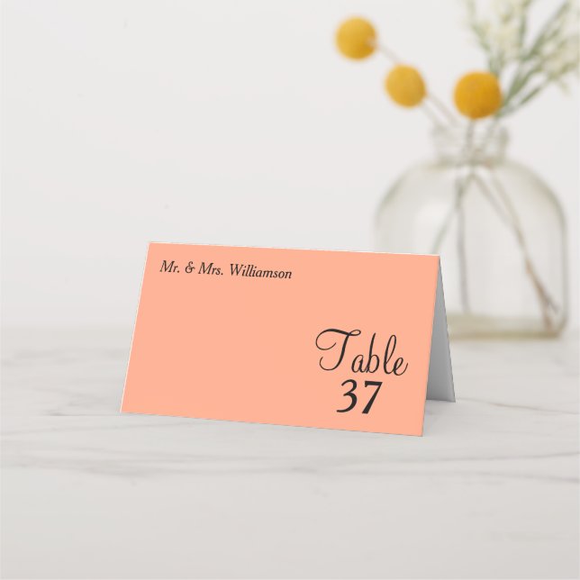 Cantaloupe Turquoise Wedding Table Number Place Card (Front)