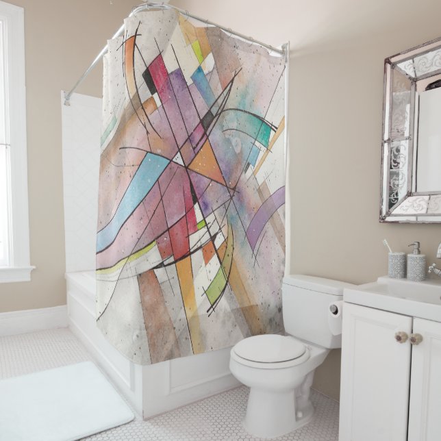 CANTATA in PASTEL MAJOR Abstract Art Shower Curtain (In Situ)