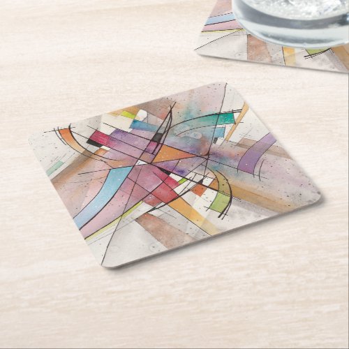 CANTATA in PASTEL MAJOR Abstract Art Square Paper Coaster