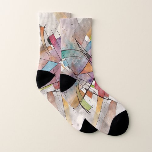 CANTATA in PASTEL MAJOR Abstract Art Watercolor Socks