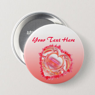 Canted Colorful Tattered Edge Heart Button