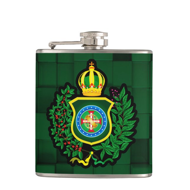 Canteen Blazon of the Imperial Flag of Brazil Hip Flask (Front)