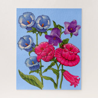 Canterbury bells in blue, red and purple jigsaw puzzle
