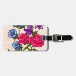 Canterbury bells in blue red and purple luggage tag