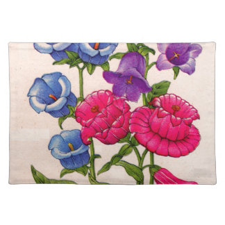 Canterbury bells in blue red and purple placemat