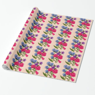 Canterbury bells in blue red and purple wrapping paper