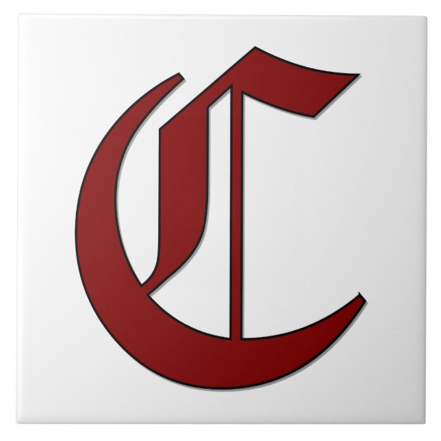 Canterbury Letter C in Red Monogram Tile (Front)