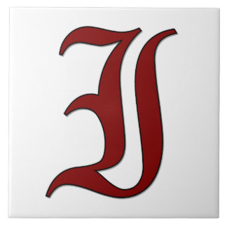 Canterbury Letter I in Red Monogram Tile