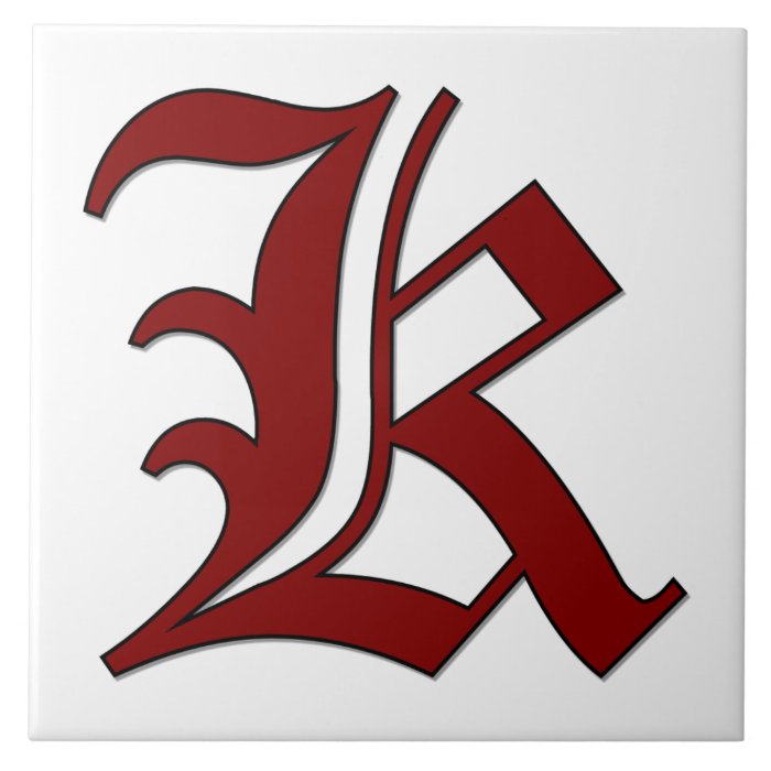 Canterbury Letter K in Red Monogram Tile