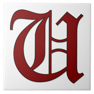 Canterbury Letter U in Red Monogram Tile