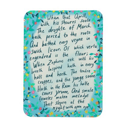 Canterbury Tales Springtime Middle English Quote  Magnet