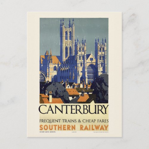 Canterbury UK Vintage Poster 1937 Postcard