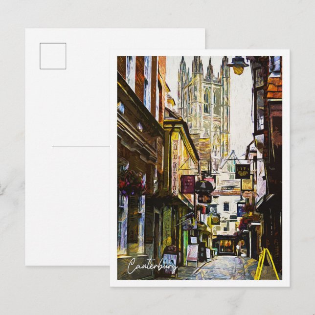 Canterbury United Kingdom Beautiful Oil Paint  Postcard (Front/Back)