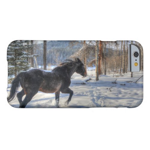 Cantering Black Percheron Horse  Snow Photo 2 Barely There iPhone 6 Case