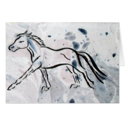 Cantering Horse on Marbled Background Card