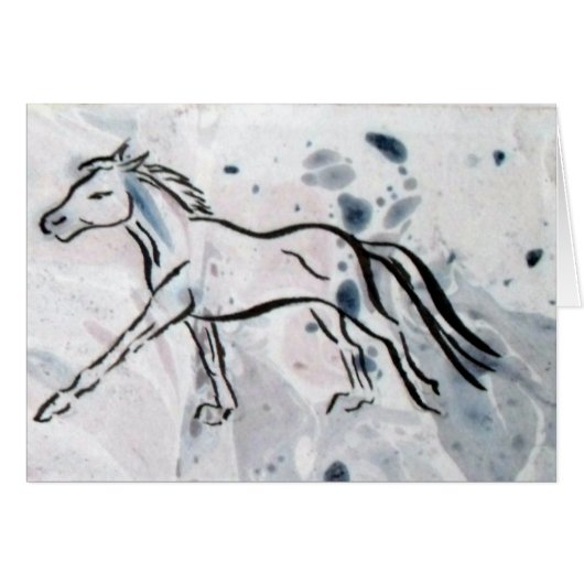 Cantering Horse on Marbled Background Cards (Front Horizontal)