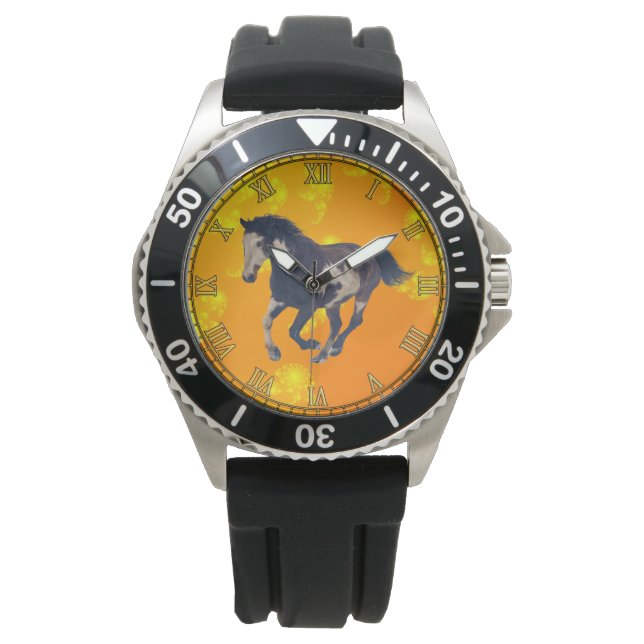 Cantering Pinto American Paint Horse Wristwatch (Front)