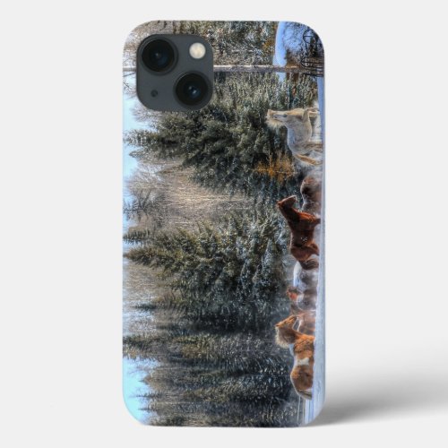 Cantering Running Horses in Winter Snow Photo iPhone 13 Case