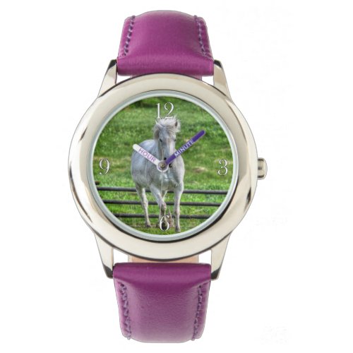 Cantering White Horse Equine Photo Watch