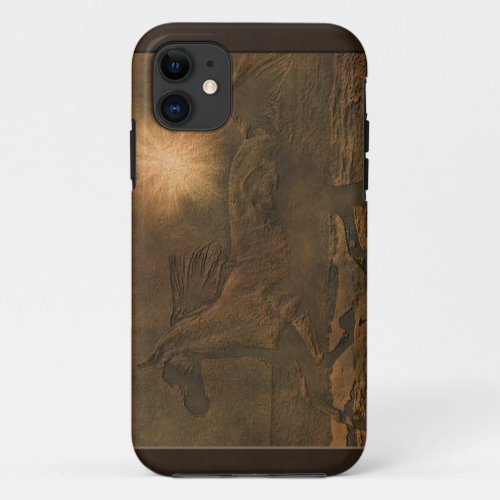 Cantering Wild Spirited Horse Faux Leather_effect iPhone 11 Case