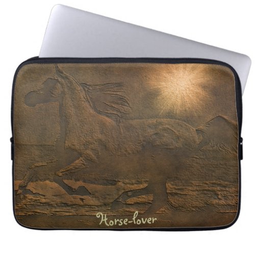 Cantering Wild Spirited Horse Faux Leather_effect Laptop Sleeve
