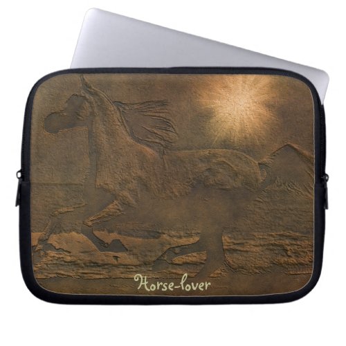 Cantering Wild Spirited Horse Faux Leather_effect Laptop Sleeve