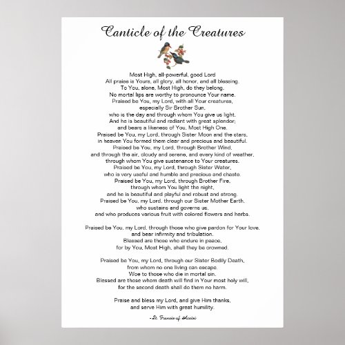 Canticle of the Creatures by St Francis of Assisi Poster