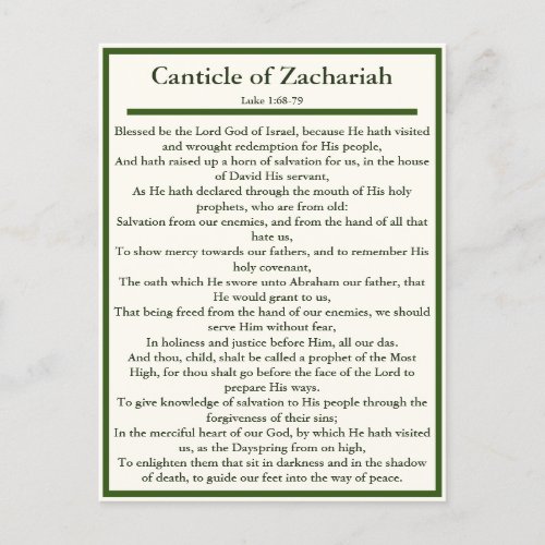 Canticle of Zachariah and Magnificat prayer card