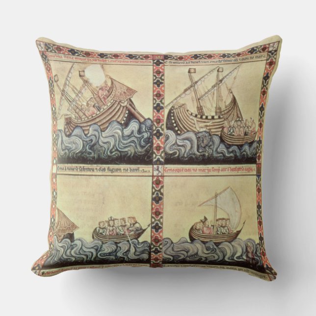 Cantiga 33, page from the 'Cantigas de Santa Maria Throw Pillow (Front)