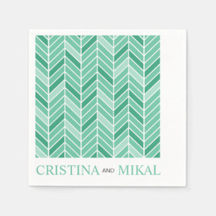 Cantilevered Chevron Cocktail Party mint green Napkins