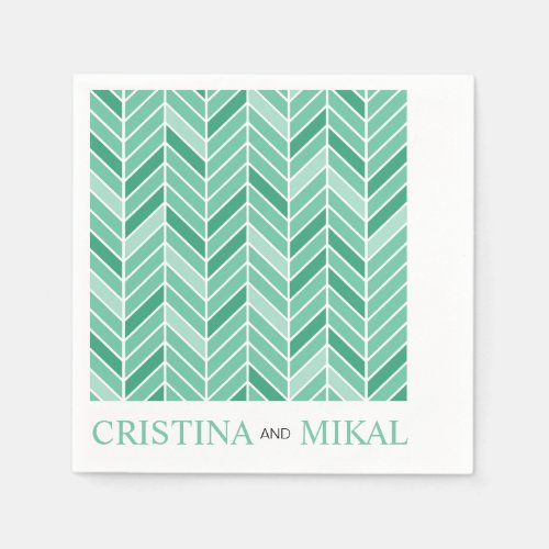 Cantilevered Chevron Cocktail Party  mint green Napkins