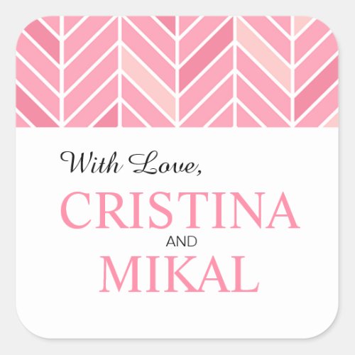 Cantilevered Chevron Favor  peony pink Square Sticker