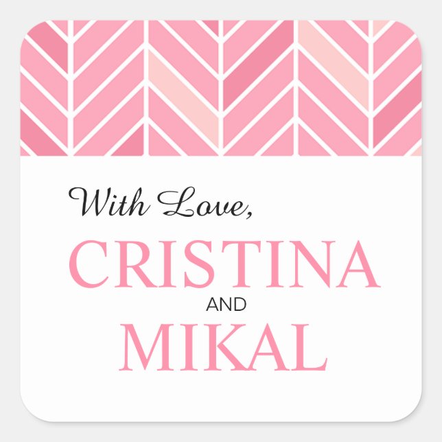 Cantilevered Chevron Favor | peony pink Square Sticker (Front)