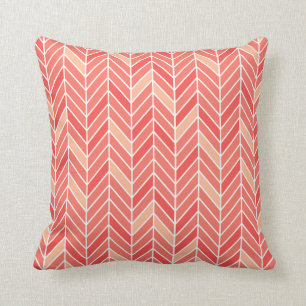 Cantilevered Chevron narrow peach Throw Pillow