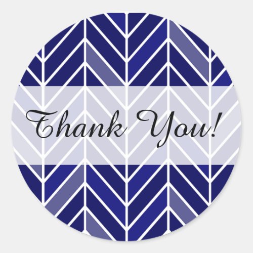 Cantilevered Chevron Thank You  navy blue Classic Round Sticker