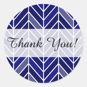 Cantilevered Chevron Thank You   navy blue Classic Round Sticker