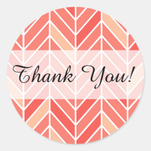 Cantilevered Chevron Thank You   peach Classic Round Sticker