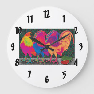 Cantina Roosters Large Clock