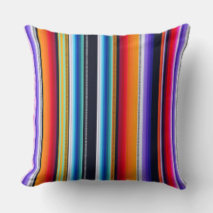 Cantina serape stripes multicolor pattern throw pillow