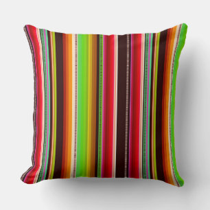 Cantina serape stripes multicolor pattern throw pillow