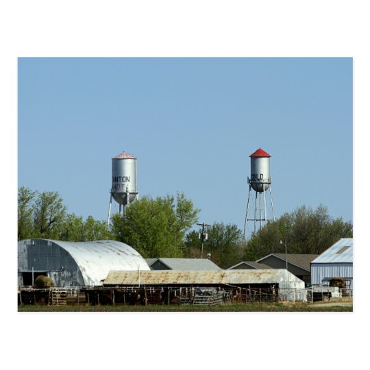 Canton, Kansas, Hot and Cold Water Towers Postcard